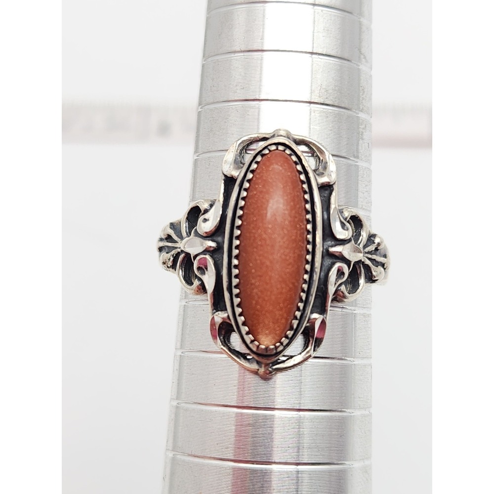 Vintage Sterling Silver Goldstone Ring Size 10